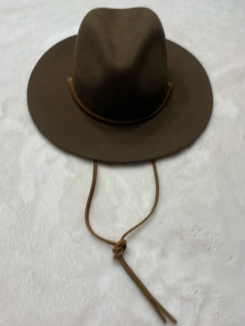 Brixton Brown Wool Felt Western Fedora Hat w/Leather Hat Band Chinstrap